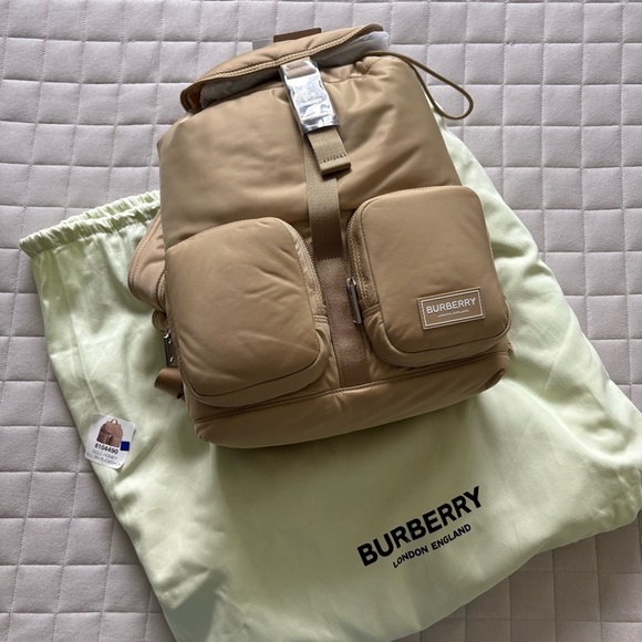 AUTHENTIC Burberry Golden Honey Backpack with Chrome Accents - Picture 1 of 7